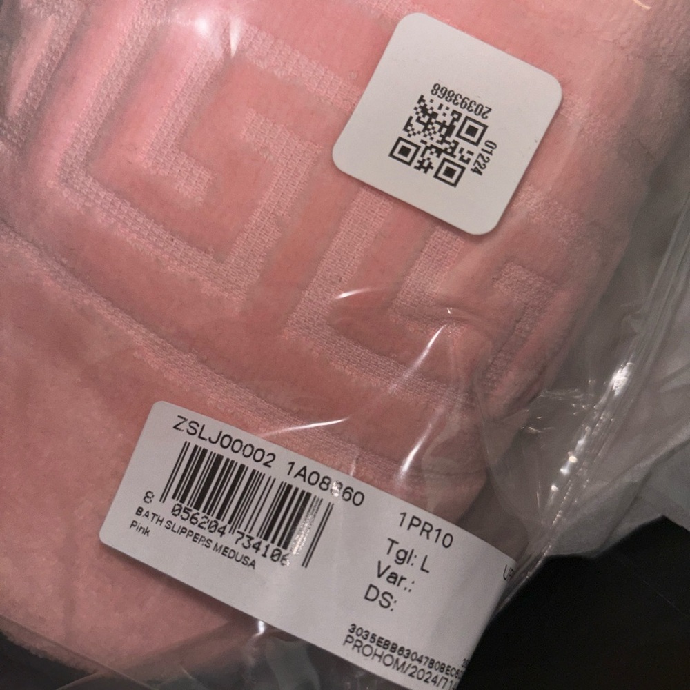 Versace Pink Plush Logo Bath Slippers Women’s Size 8 Luxury Designer - Picture 7 of 8